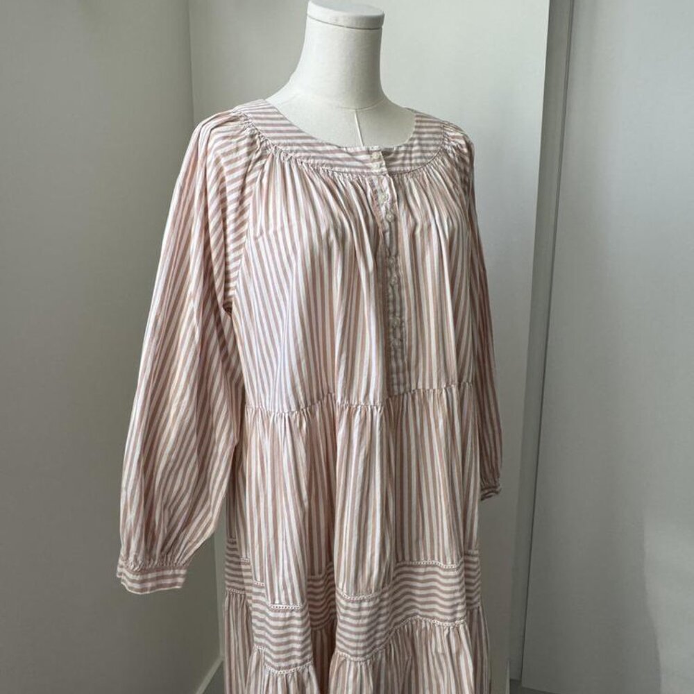 Pink and White Stripped Flowy Dress from The Great.